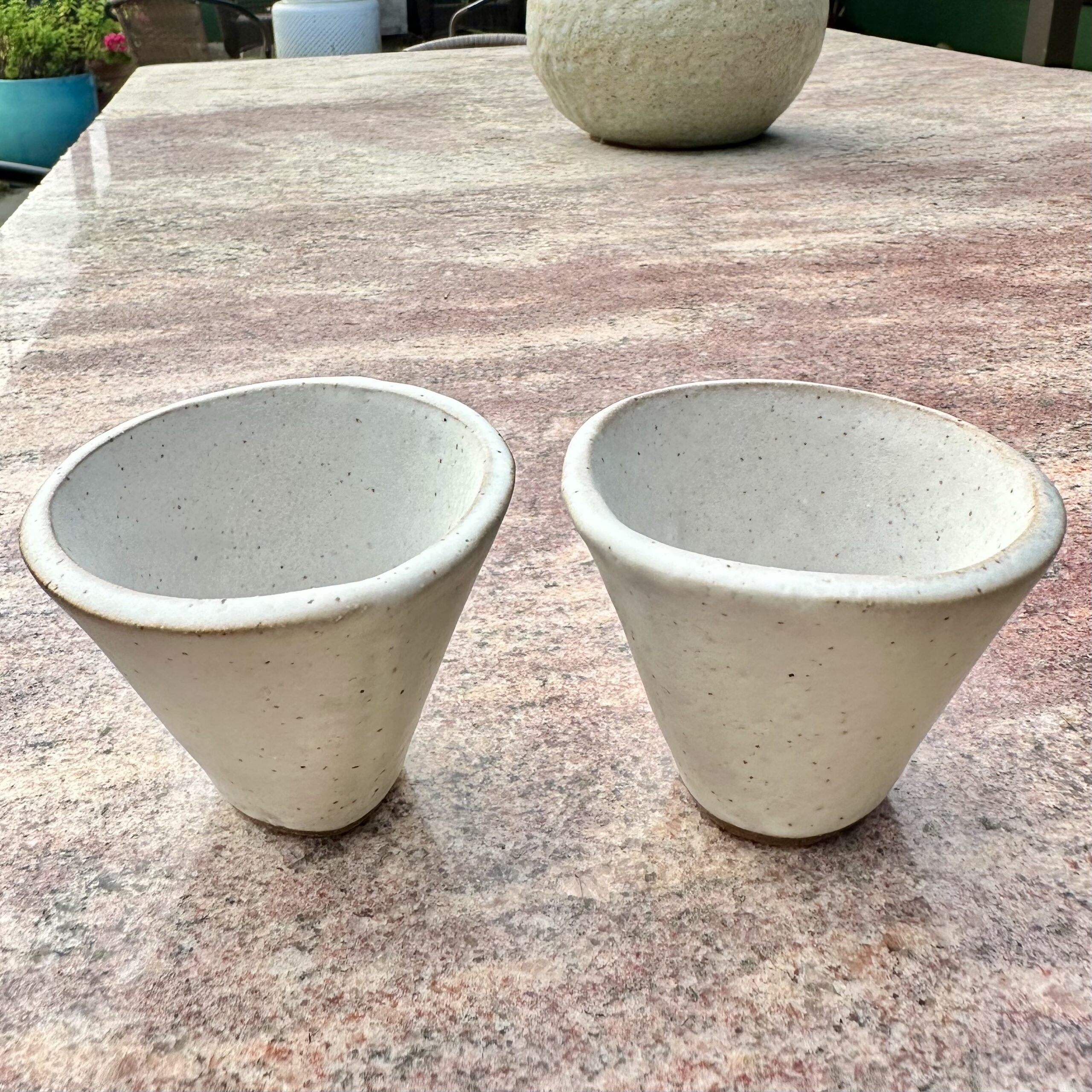 Pair of White Stout Teacups